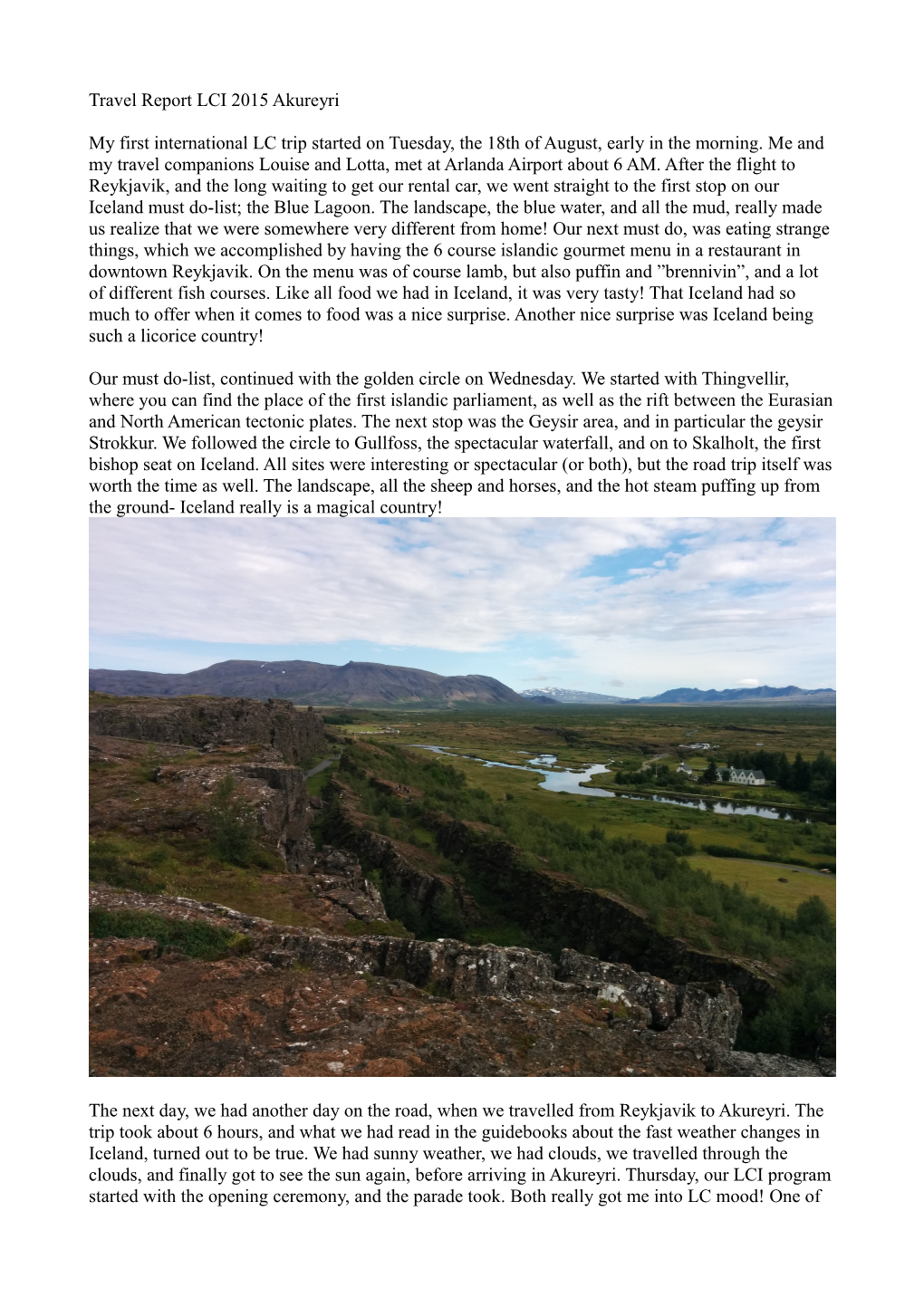 Travel Report LCI 2015 Akureyri