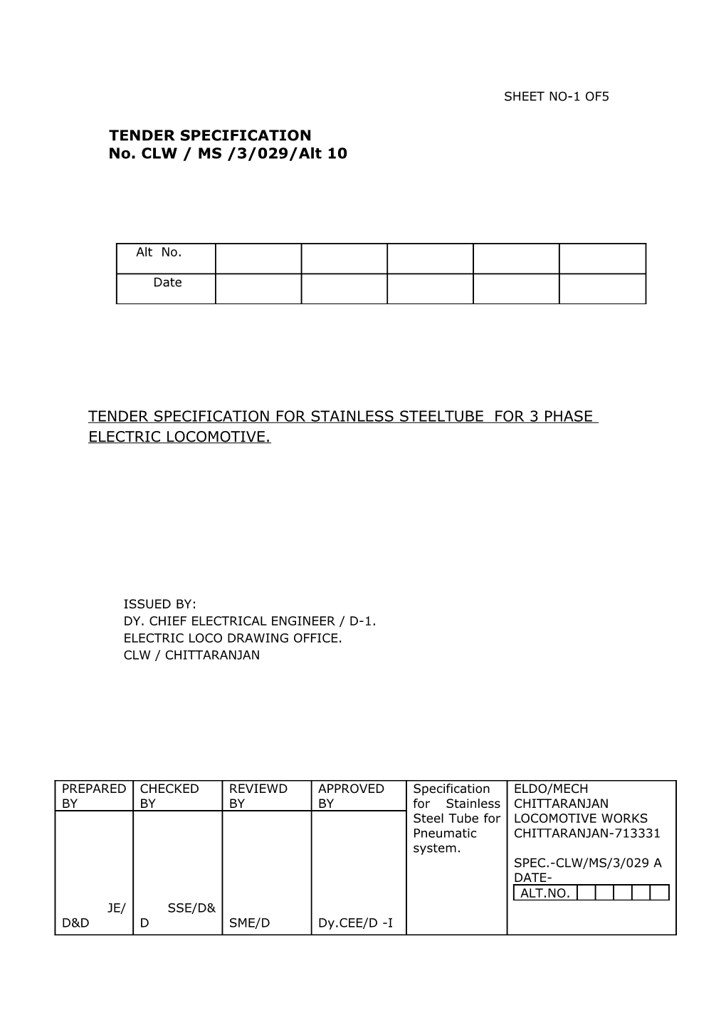 Tender Specification