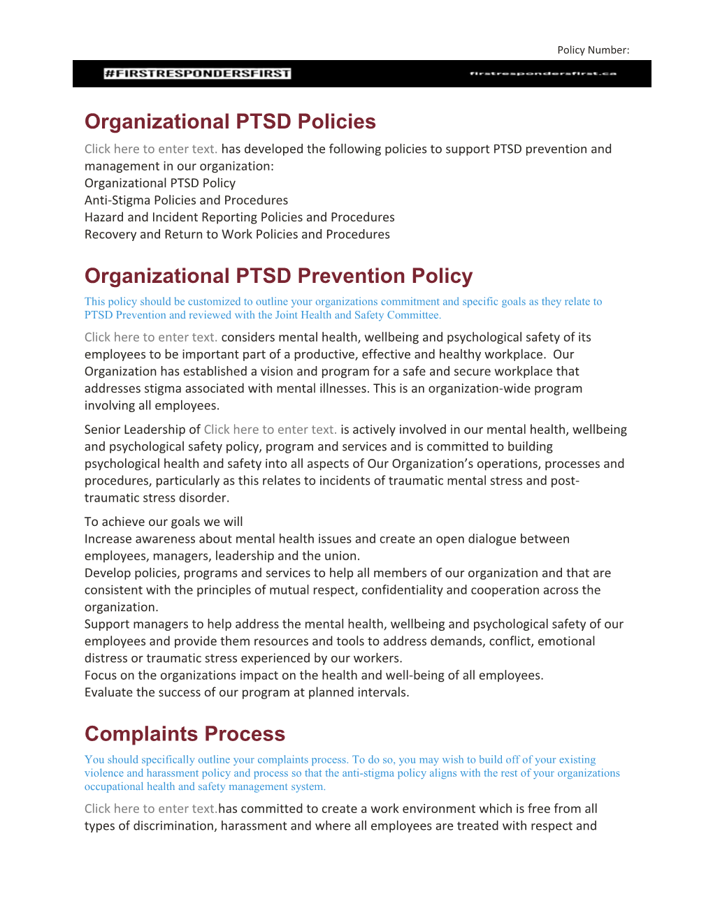 Organizational PTSD Policies