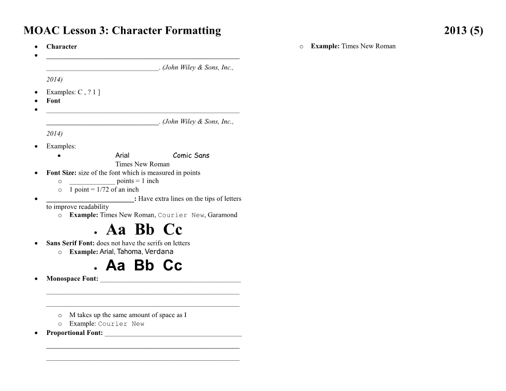 MOAC Lesson 3: Character Formatting2013 (5)