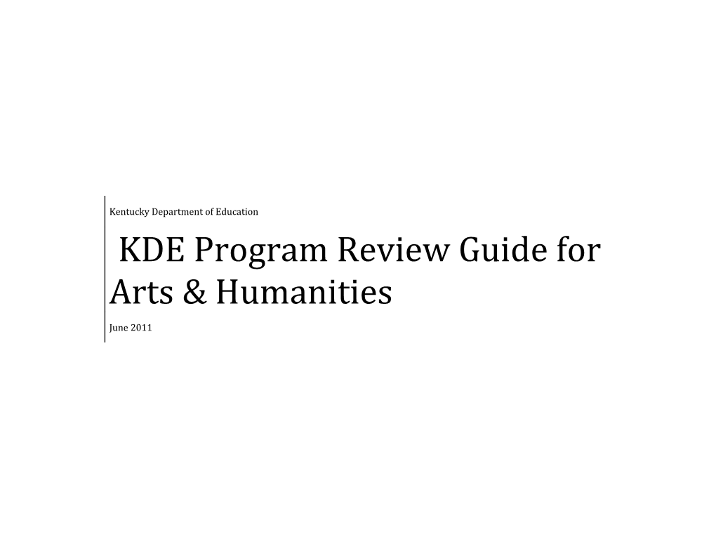 KDE Program Review Guide for Arts & Humanities