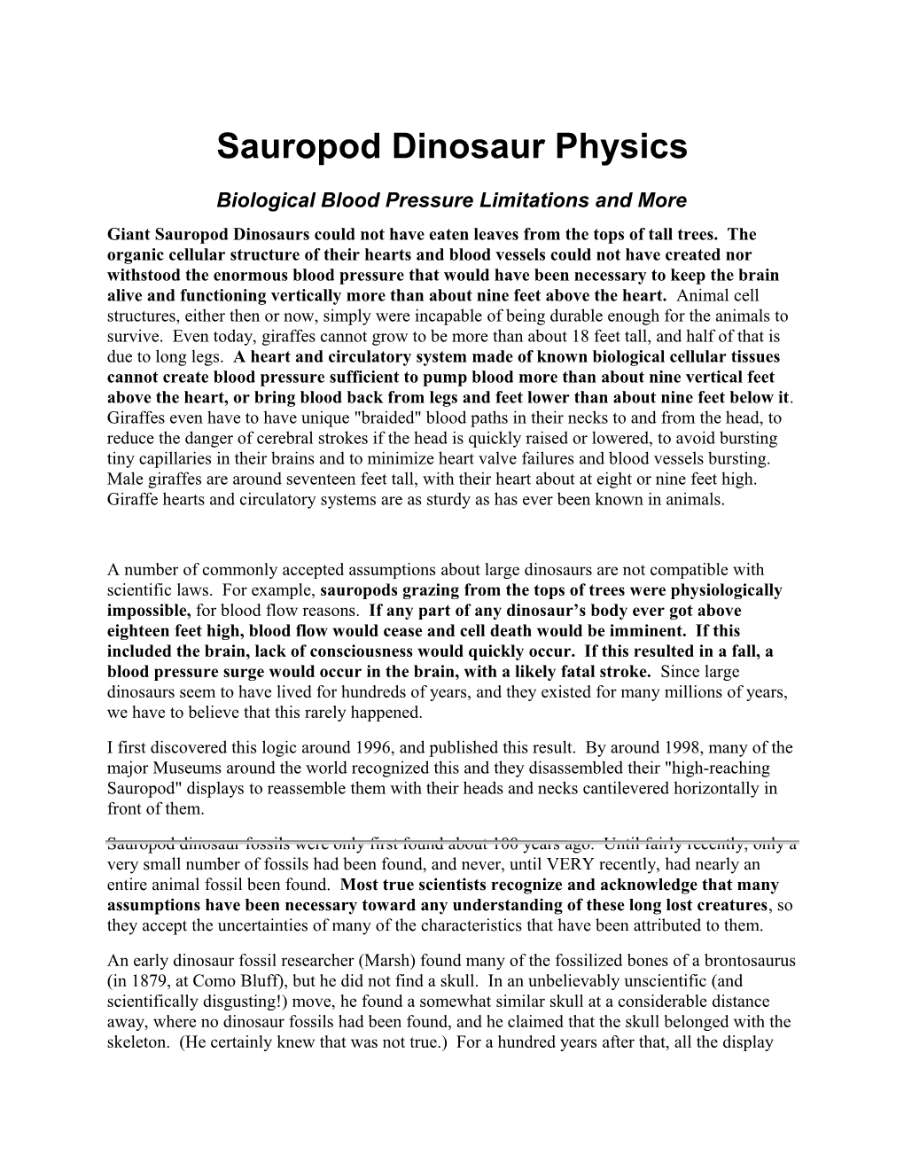 Sauropod Dinosaur Physics