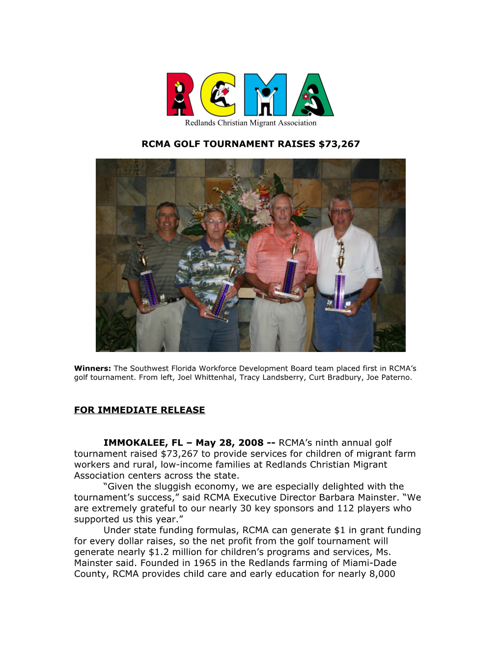 Rcma Golf Tournament Raises $73,267