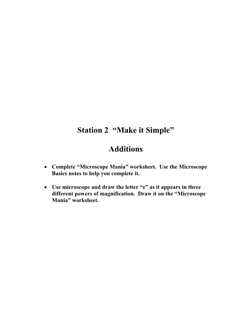 Station 2 Make It Simple