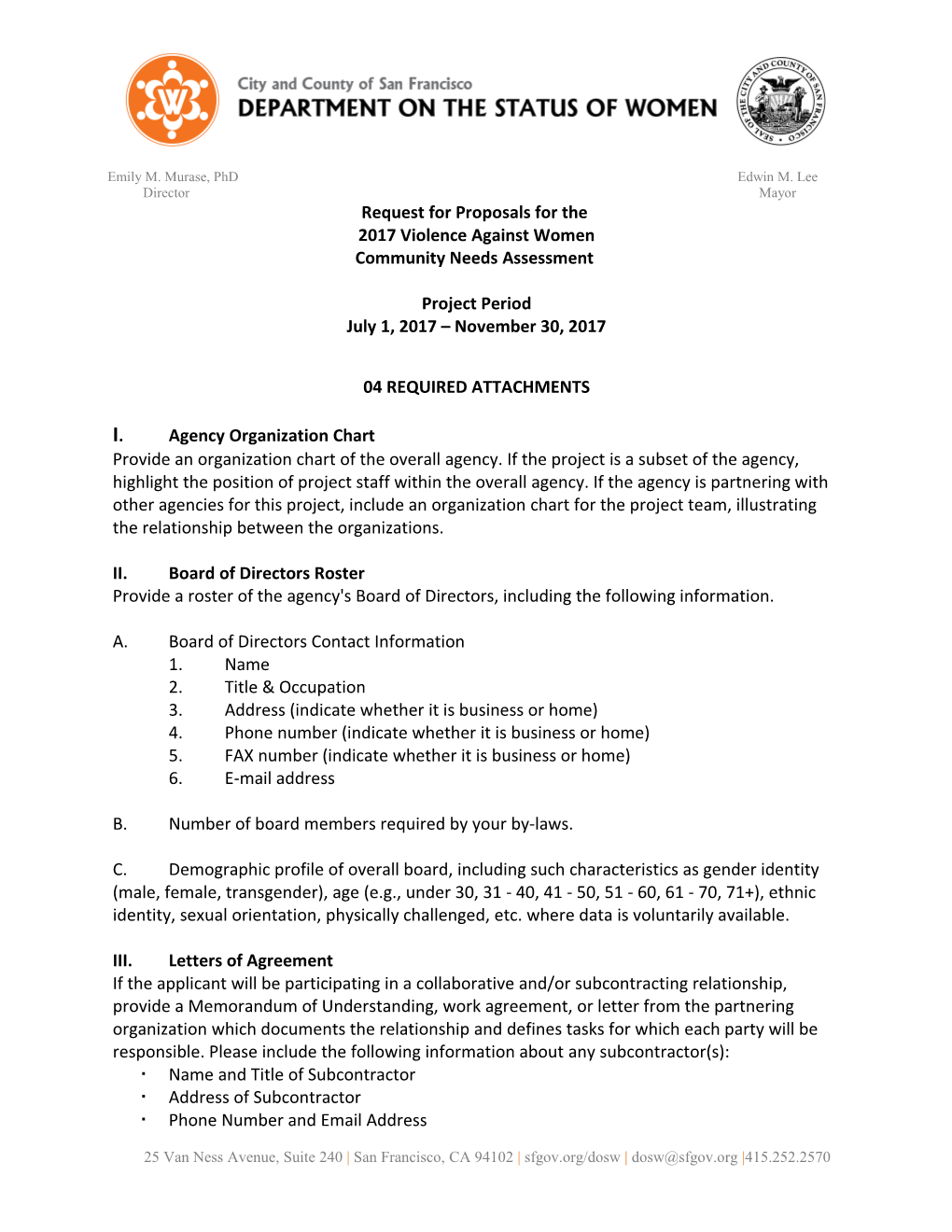 Request for Proposals for the 2017 Violence Against Women Community Needs Assessment