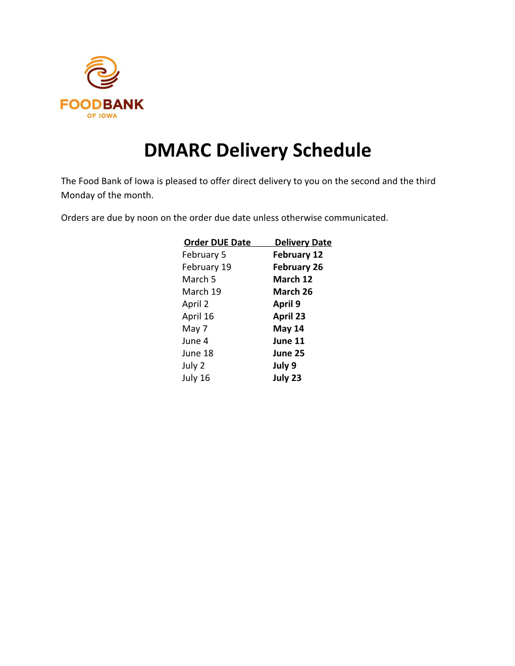 DMARC Delivery Schedule