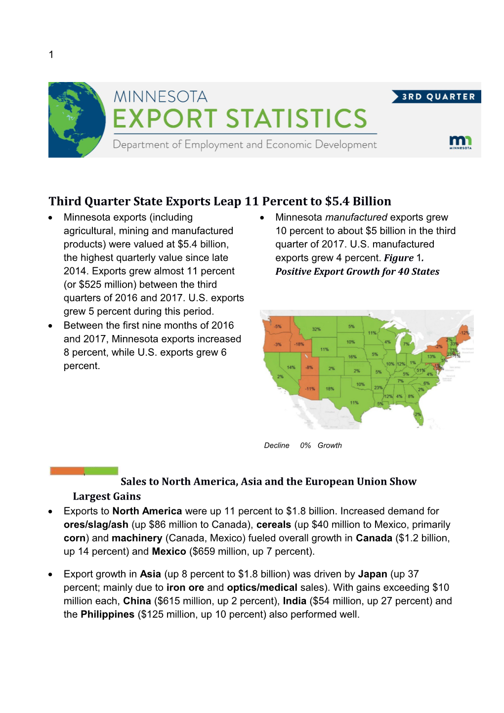 Minnesota Quarterly Export Statistics, 2Nd Quarter 2017