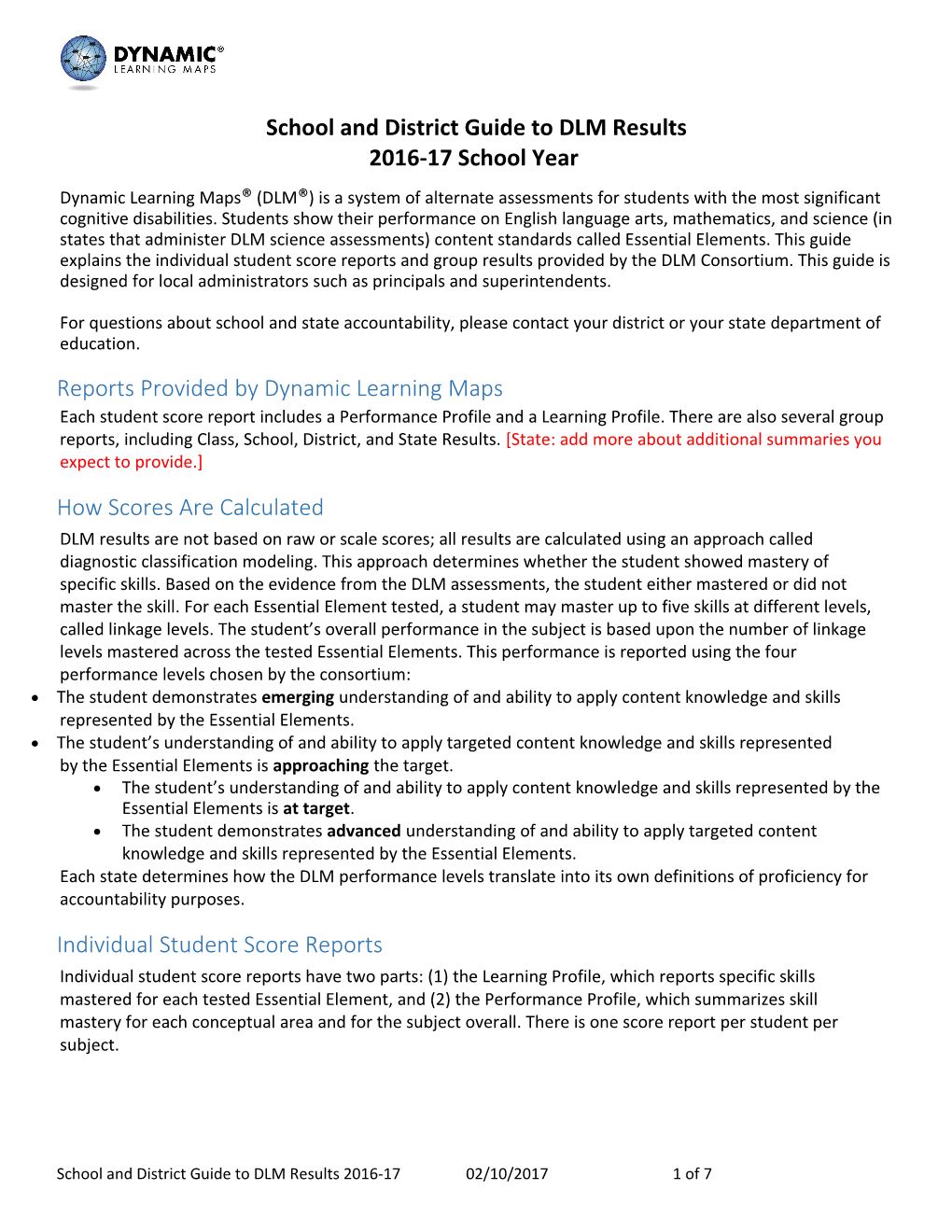 School and District Guide to DLM Results