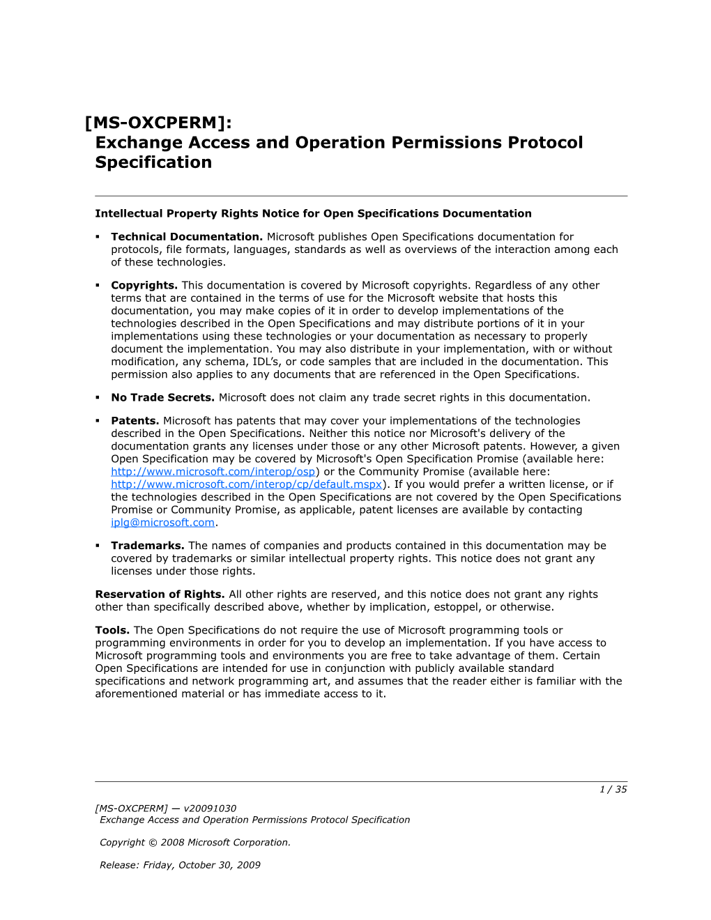 Intellectual Property Rights Notice for Open Specifications Documentation s13