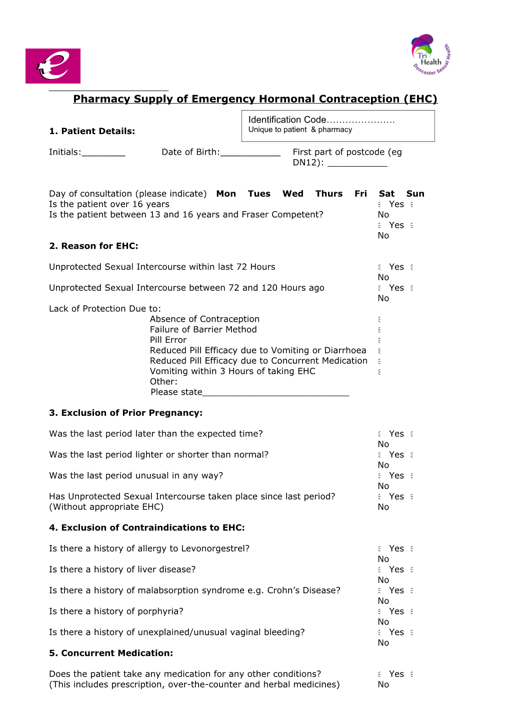 Pharmacy Supply of Emergency Hormonal Contraception (EHC)