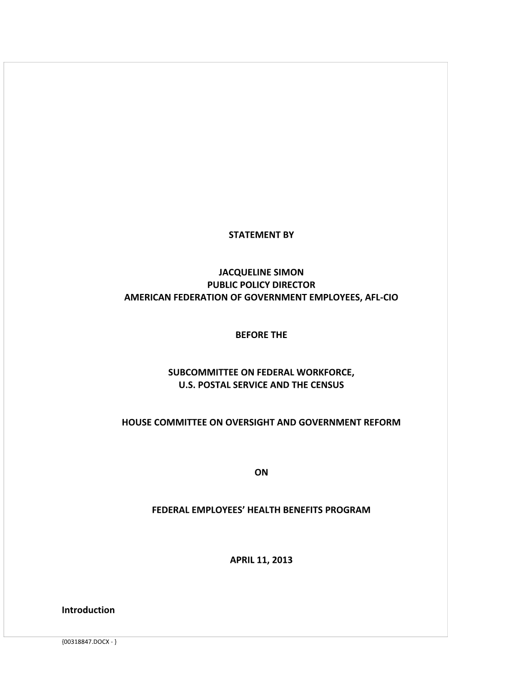 FEHBP Testimony Before OGR April 11, 2013 (00318847)