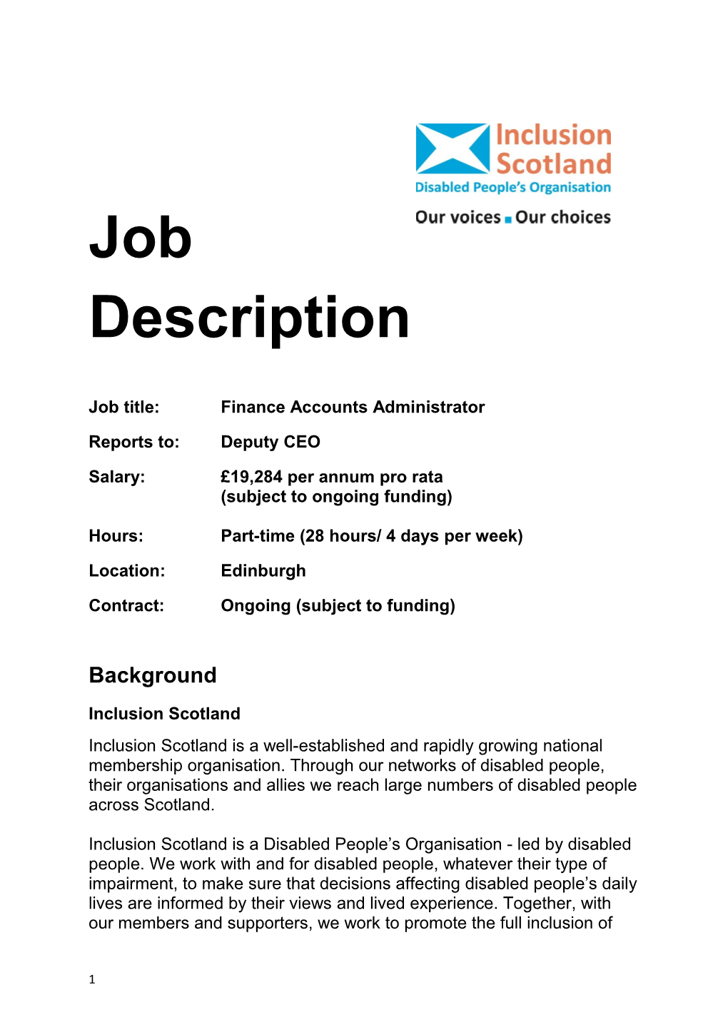 Job Title: Finance Accounts Administrator