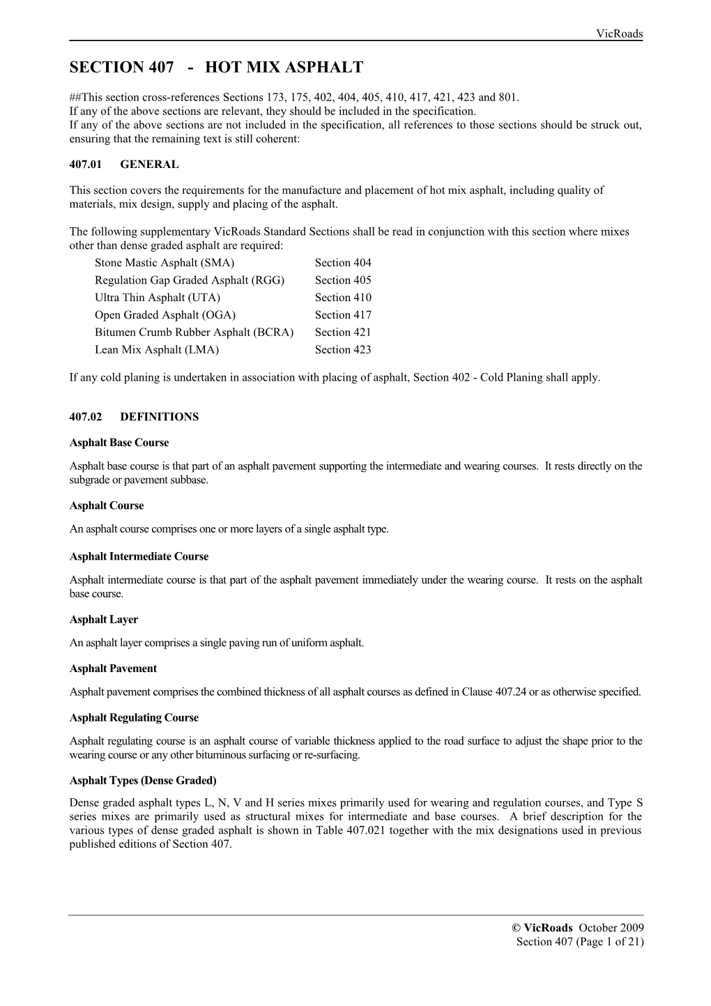 Section407 - Hot Mix Asphalt