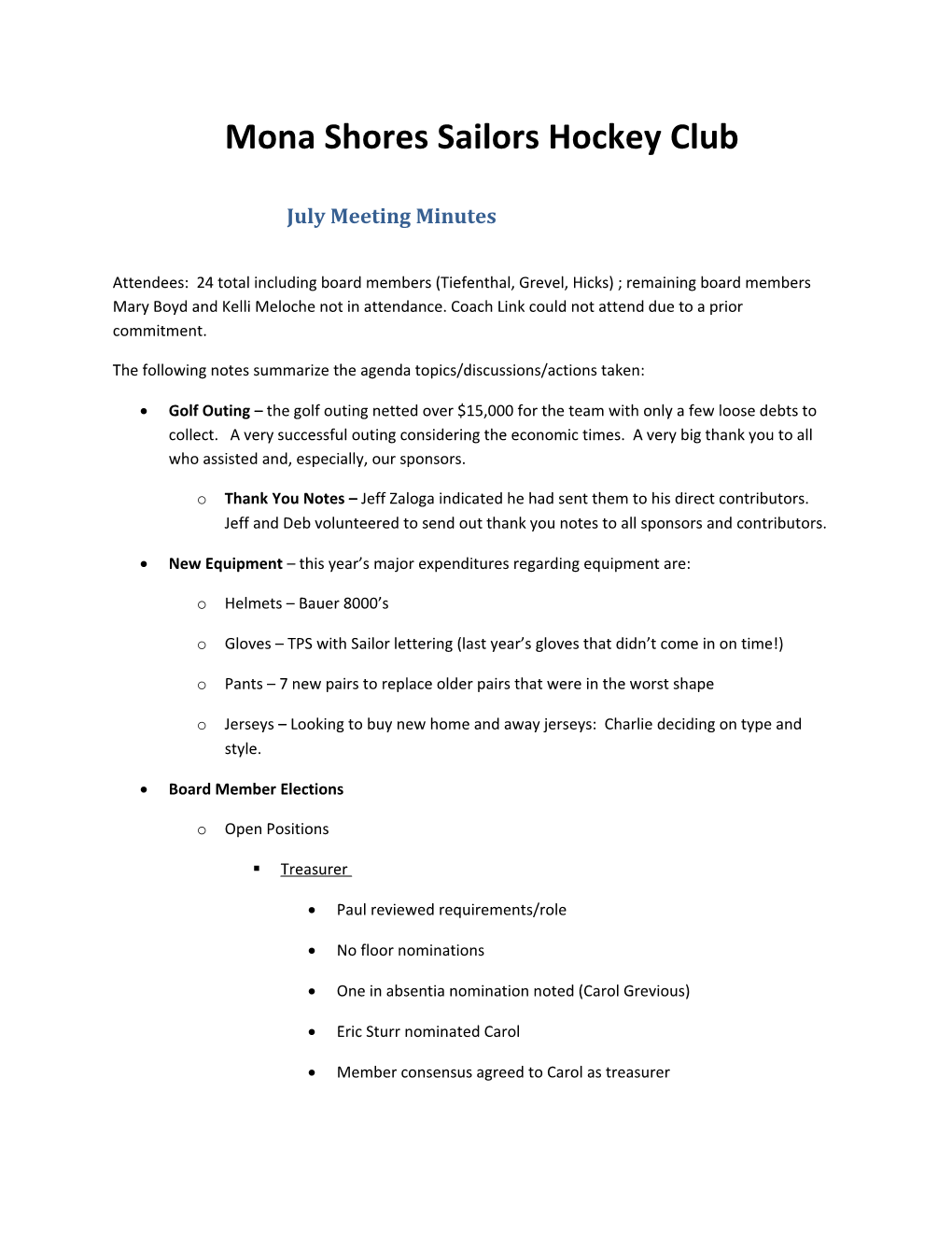 Mona Shores Sailors Hockey Club