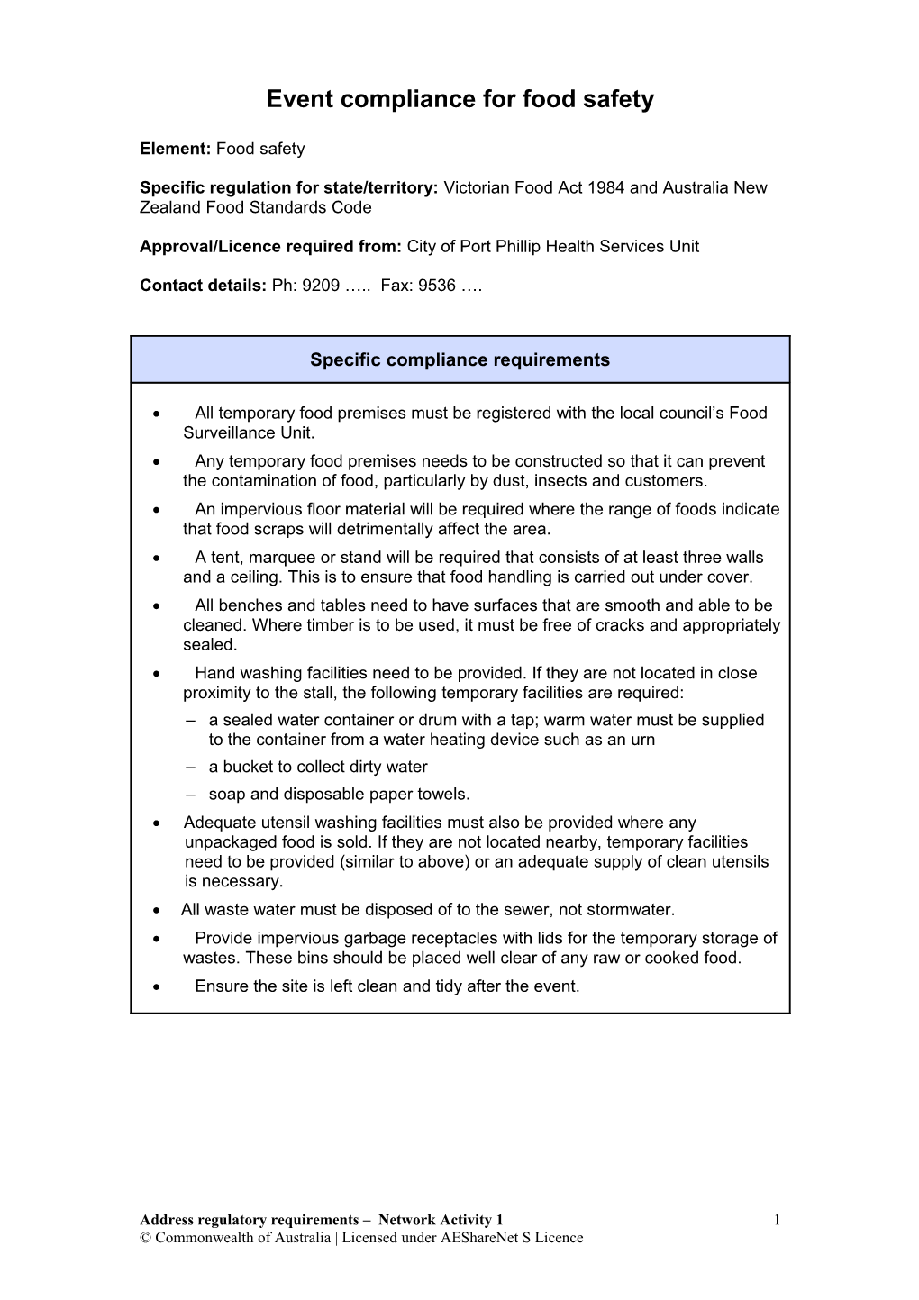 Event Compliance for Food Safety