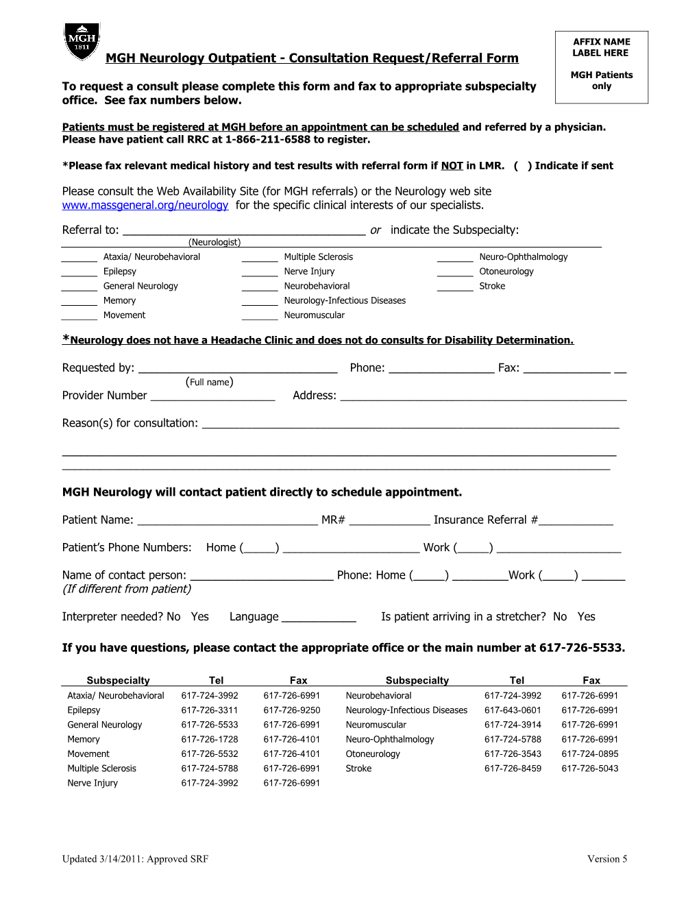 MGH Neurology Outpatient