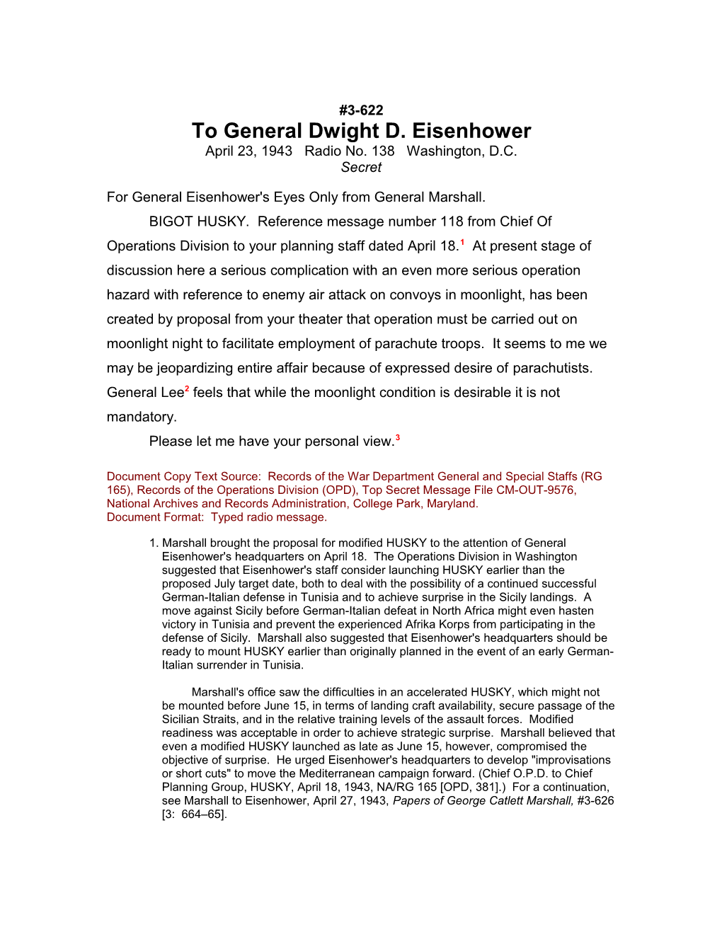 To General Dwight D. Eisenhower s1