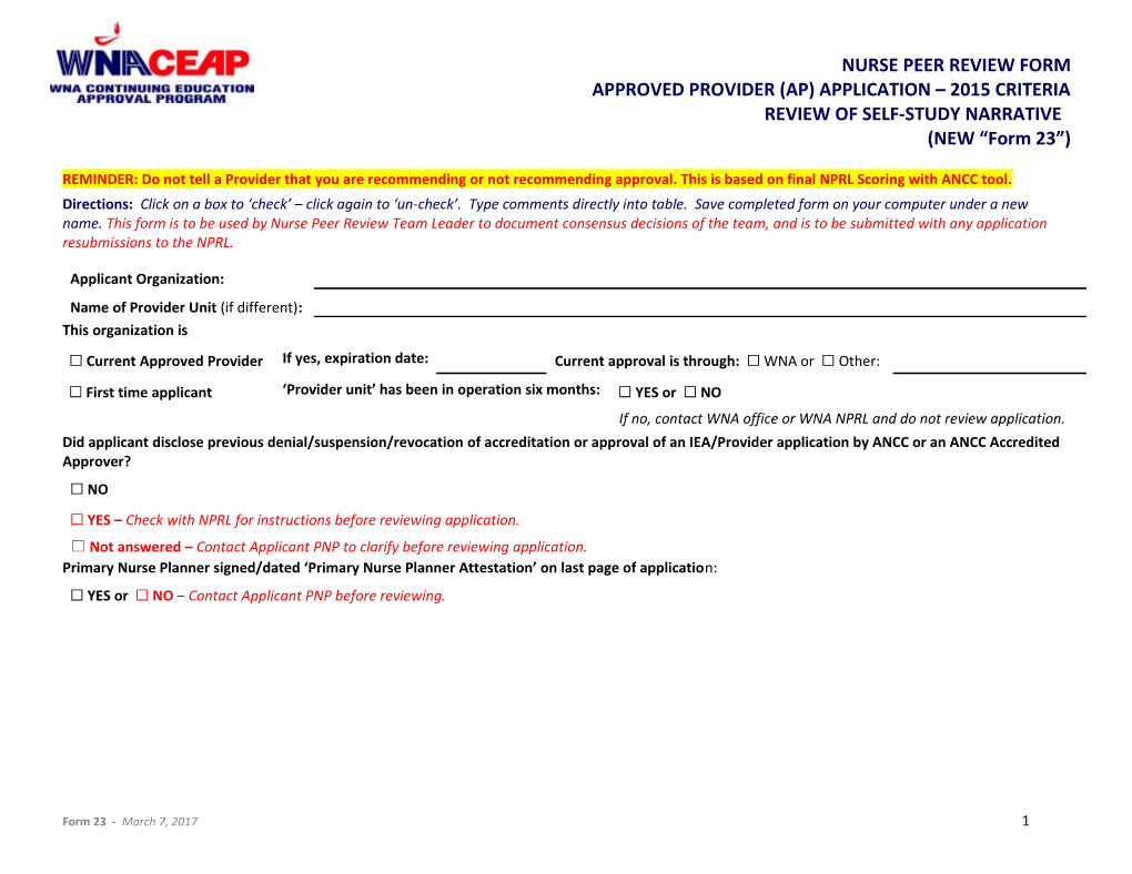 Approved Provider (Ap) Application 2015 Criteria s1