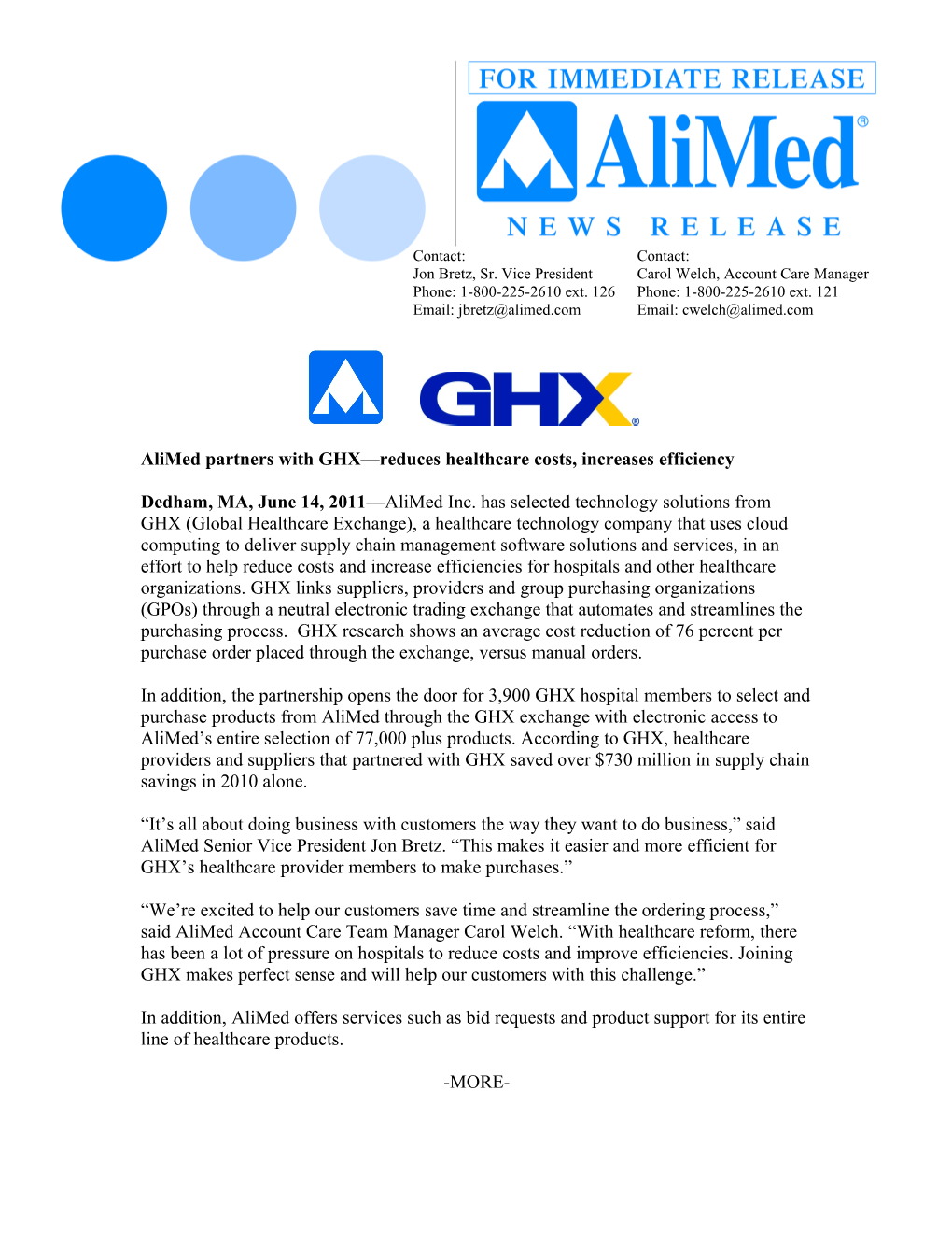GHX Press Release