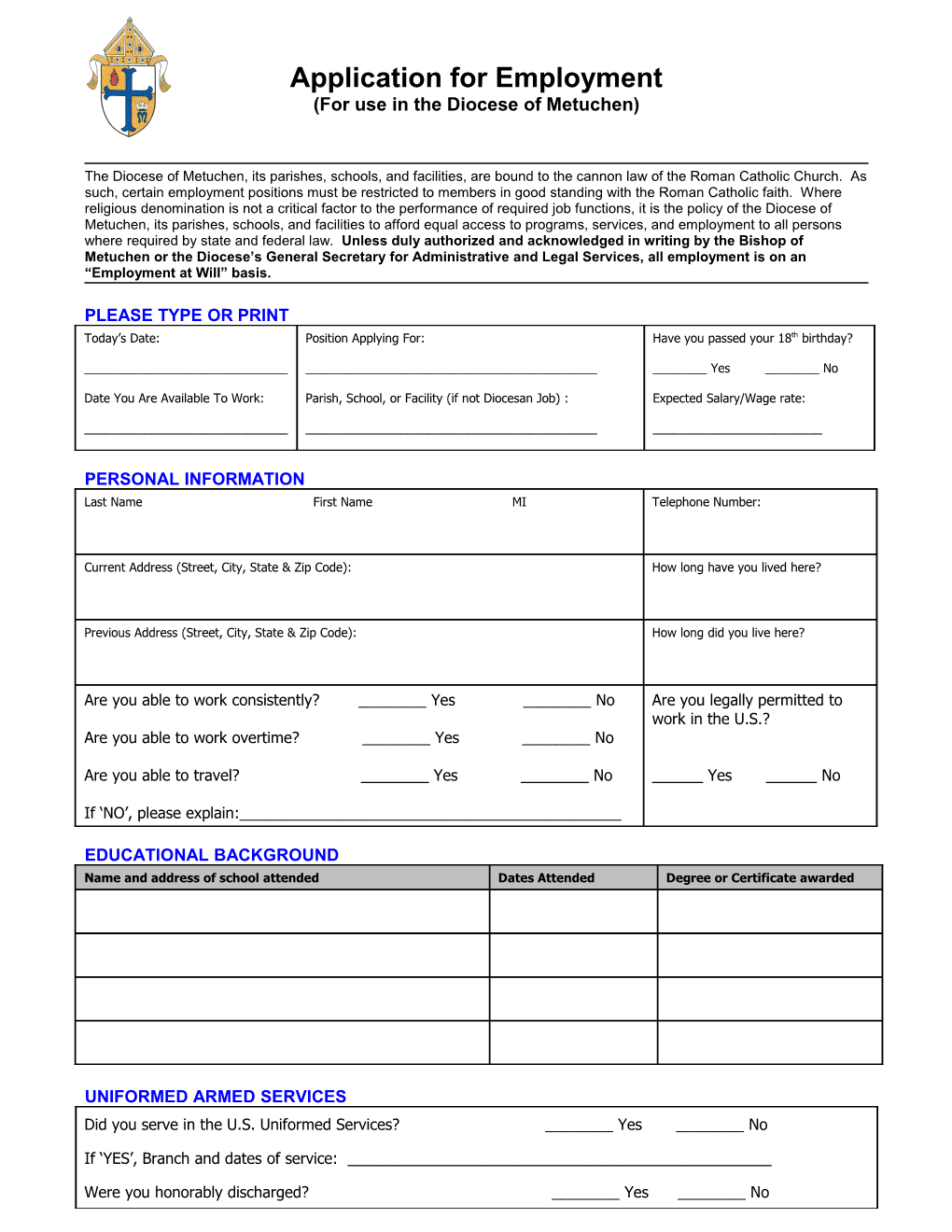 Application for Employment s21