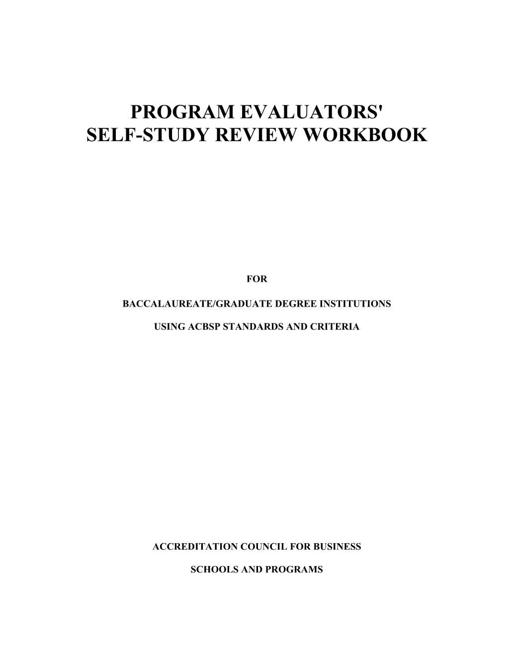 Self-Study Review Workbook