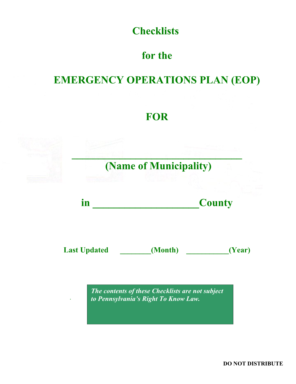 Emergency Operations Plan (Eop)