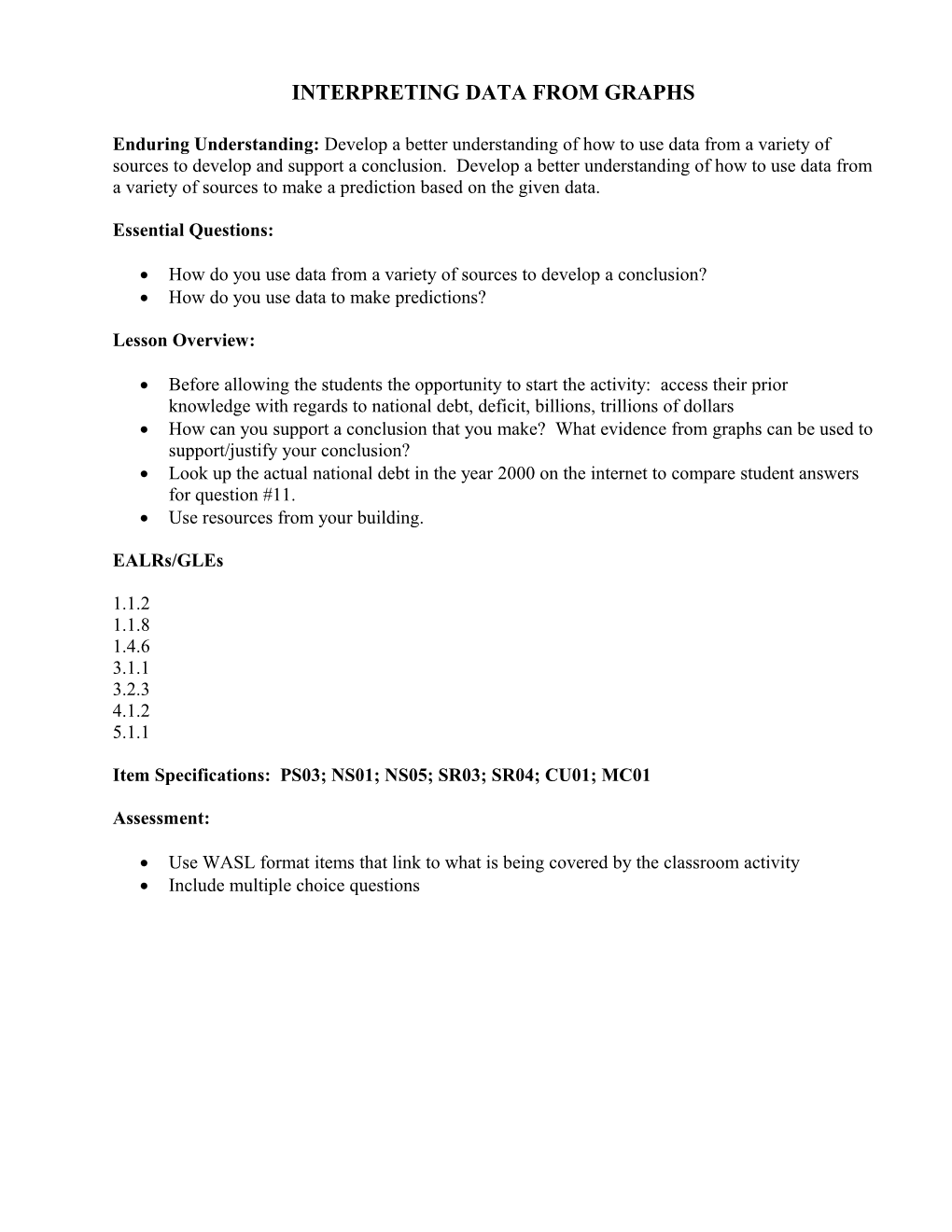 Part 1: Interpreting Data from Graphs