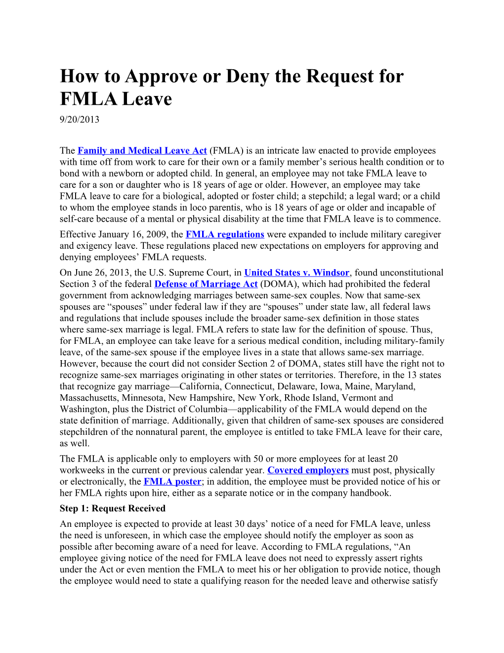 How to Approve Or Deny the Request for FMLA Leave