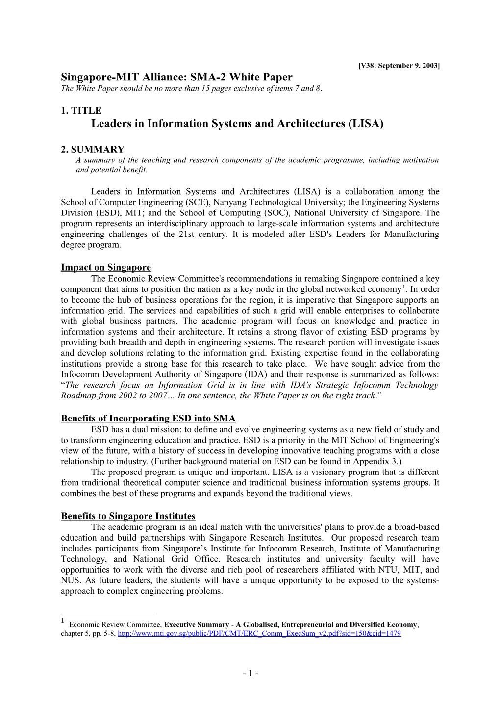 Singapore-MIT Alliance: SMA-2 White Paper