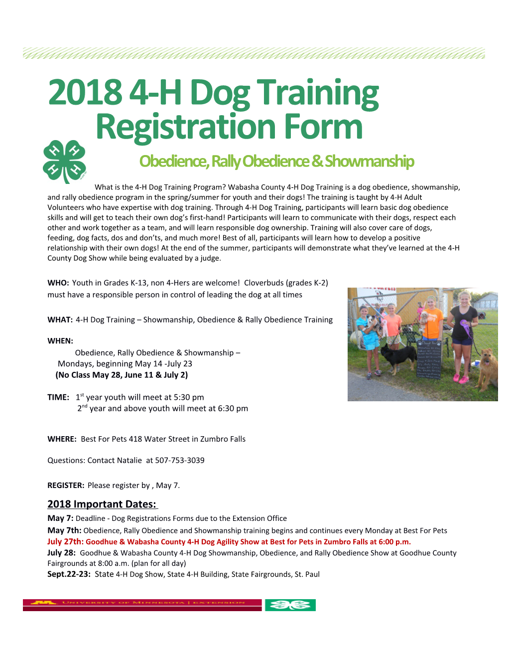 20184-H Dog Training Registration Form