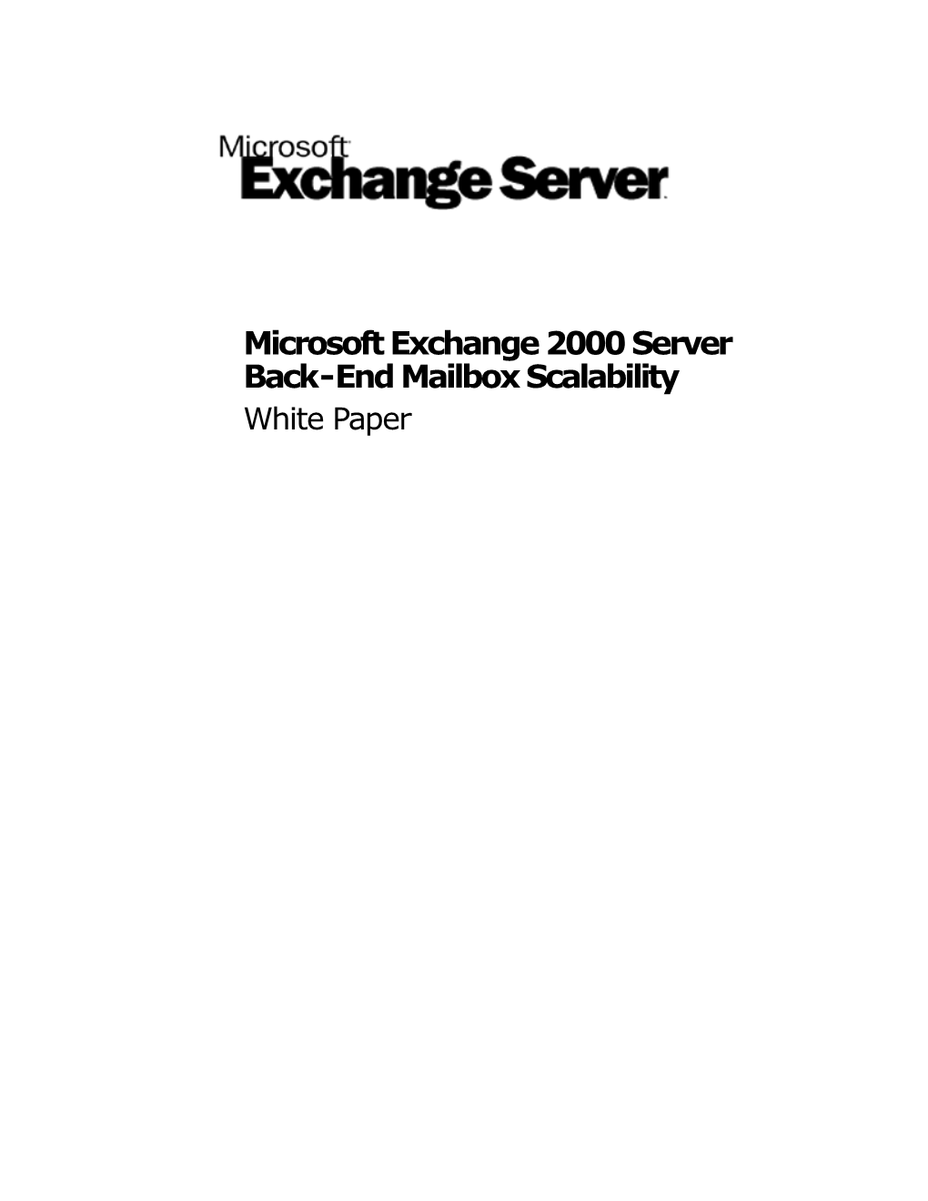 Microsoft Exchange 2000 Server Backend Mailbox Scalability