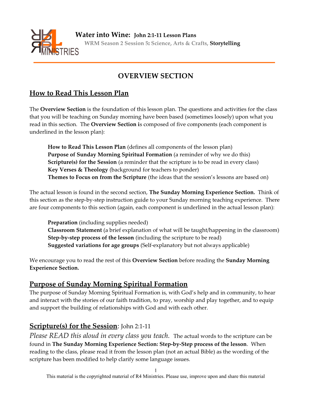 Sunday School Lesson Plan Template