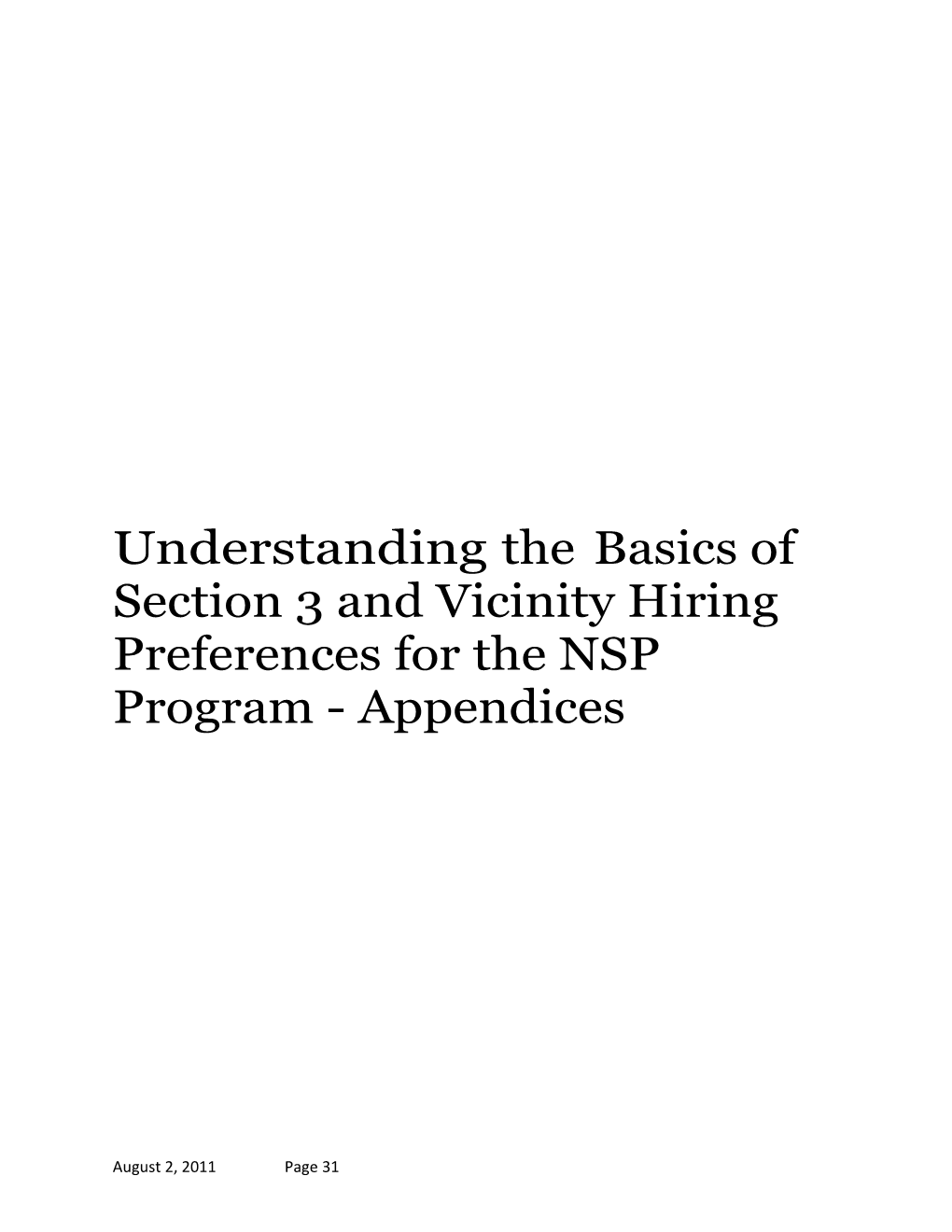 Understanding the Basics of Section 3 and Vicinity Hiring Preferences for the NSP Program