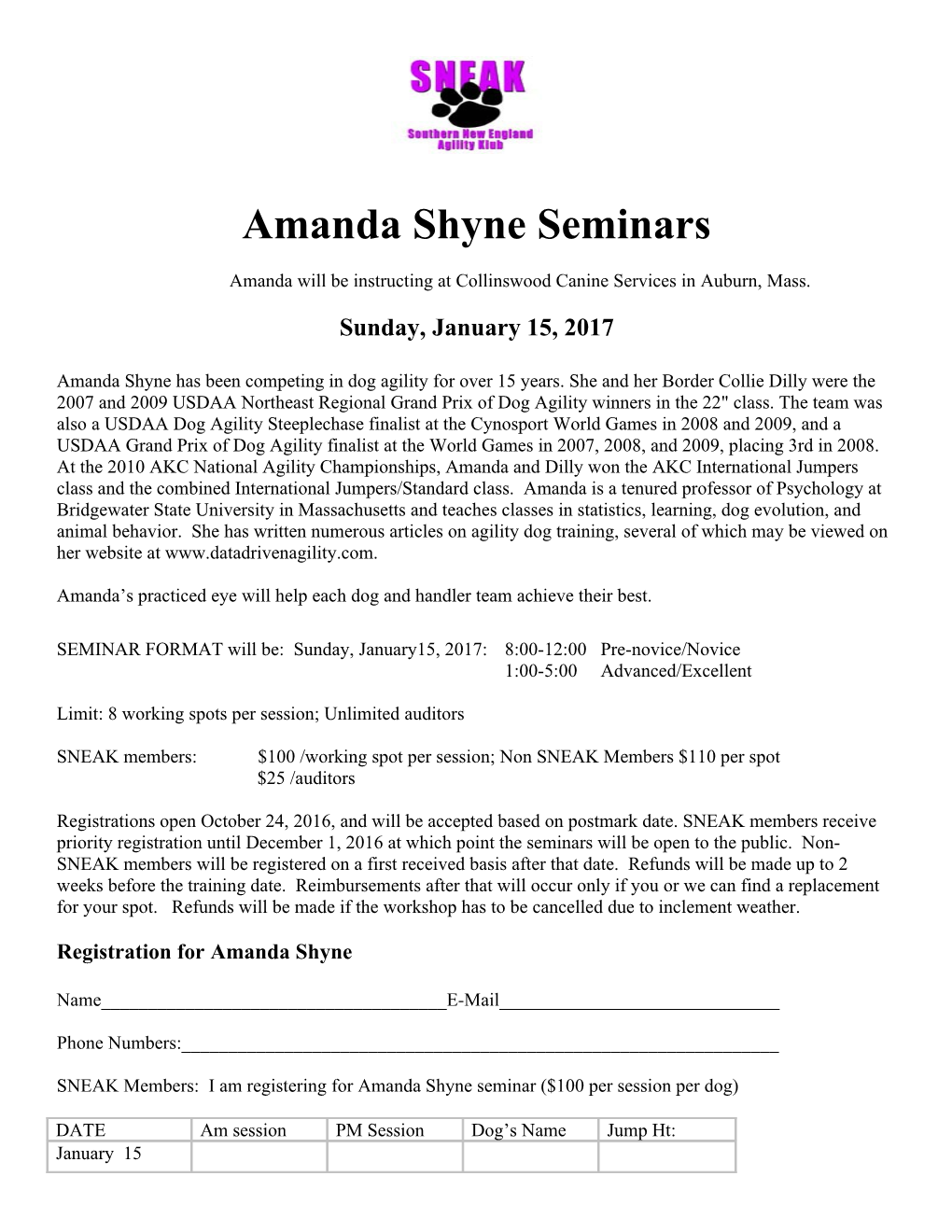 Amanda Shyne Seminars