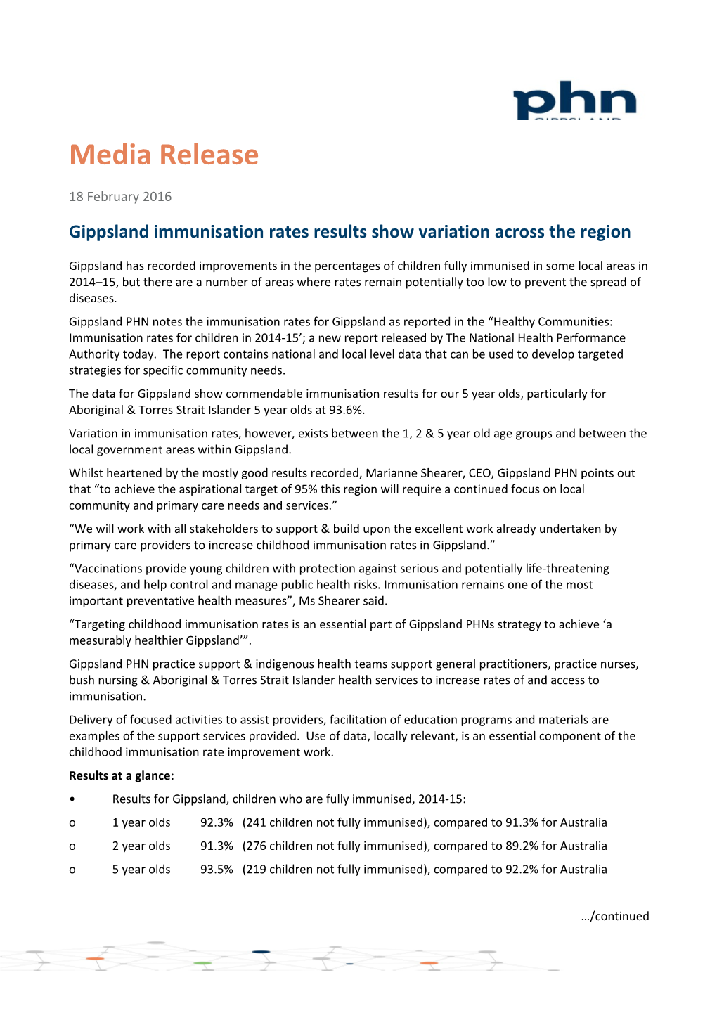 Gippsland Immunisation Rates Results Show Variation Across the Region