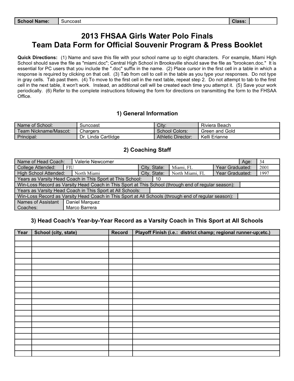 Team Data Form for Official Souvenir Program & Press Booklet s1