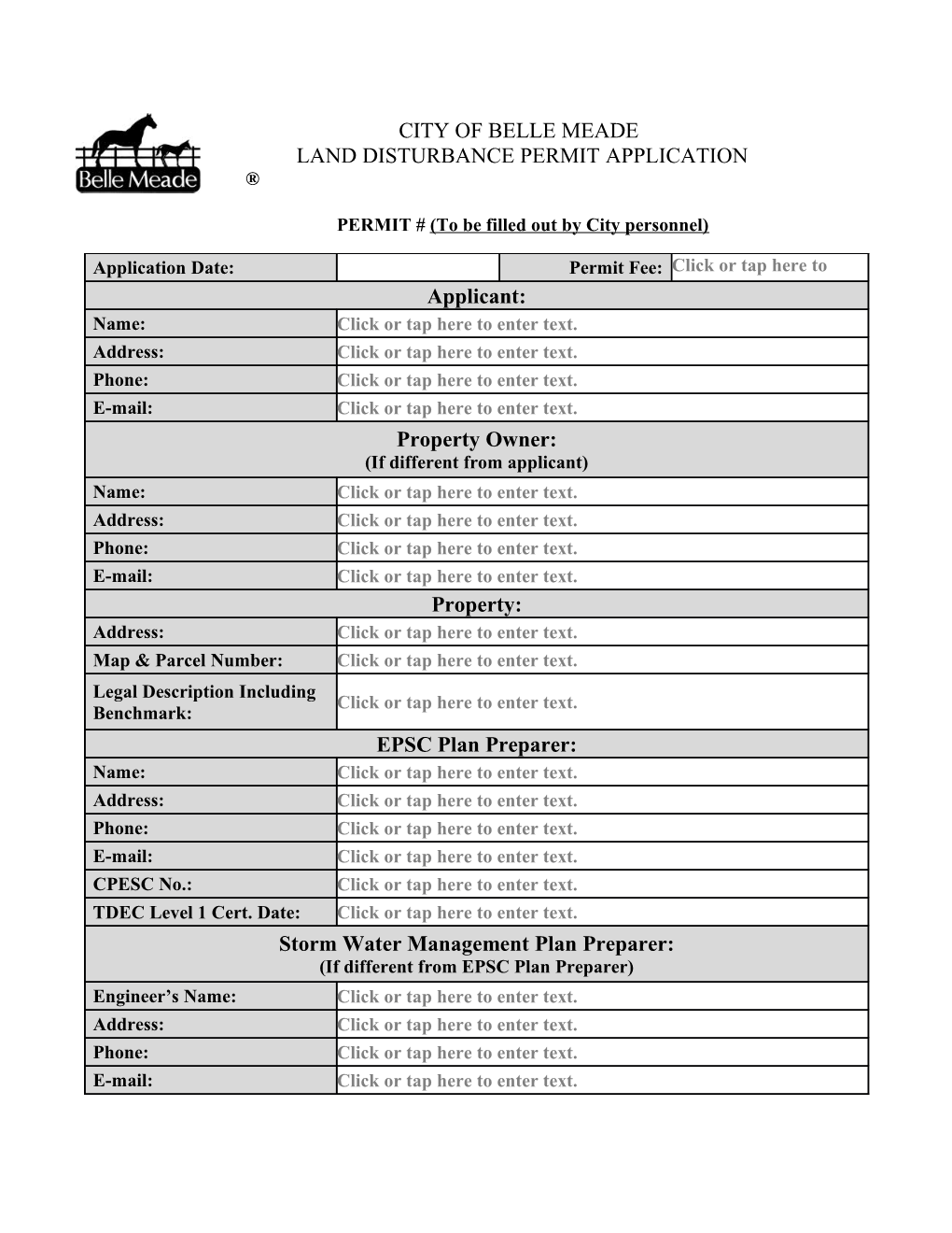 Land Disturbance Permit Application