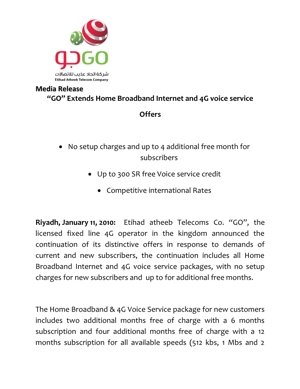 GO Extends Home Broadband Internet and 4G Voice Service