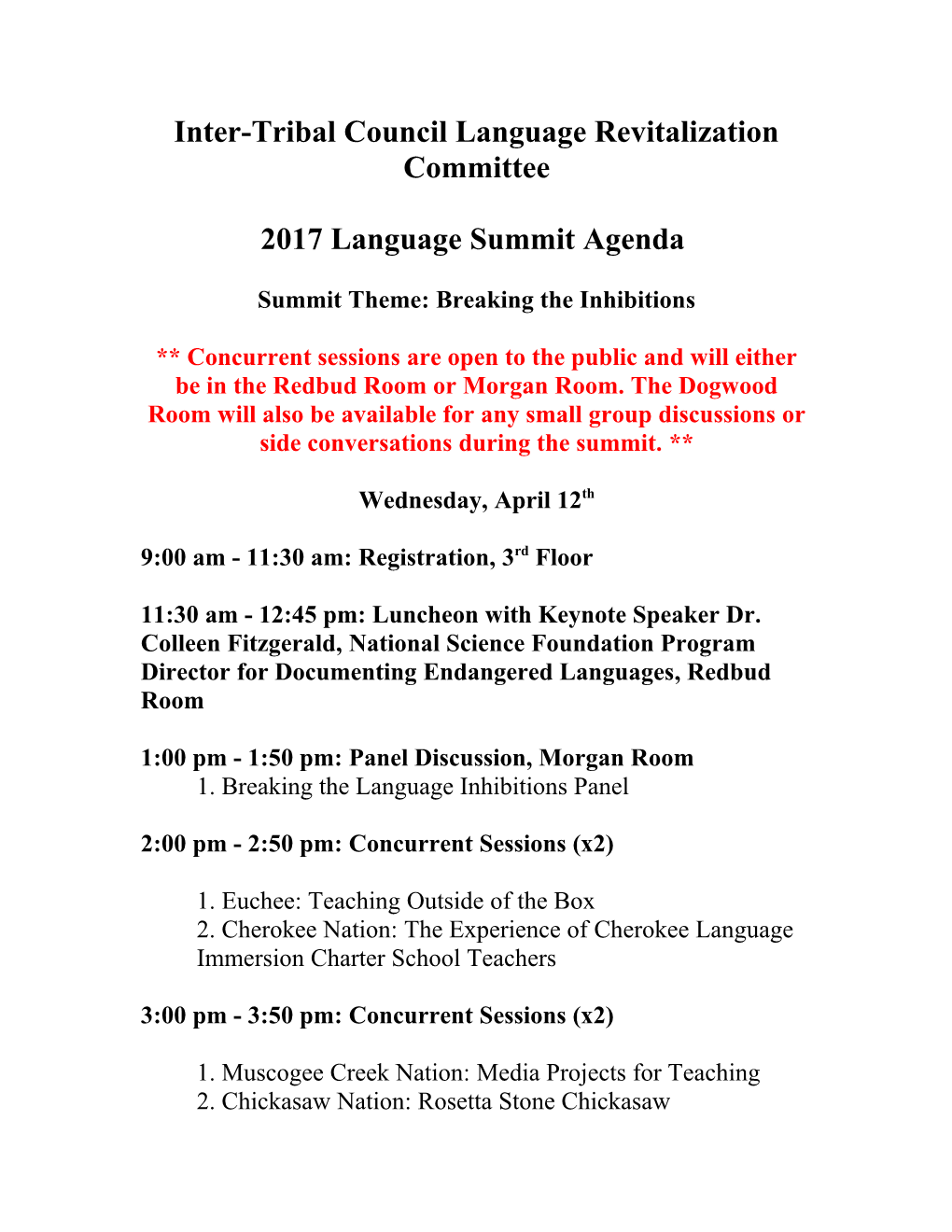 Inter-Tribal Council Language Revitalization Committee