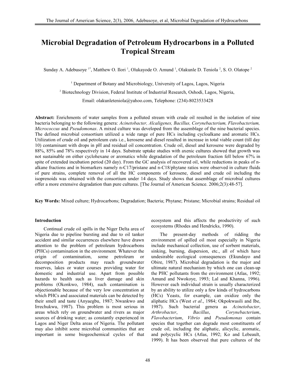 Microbial Degradation of Petroleum Hydrocarbons