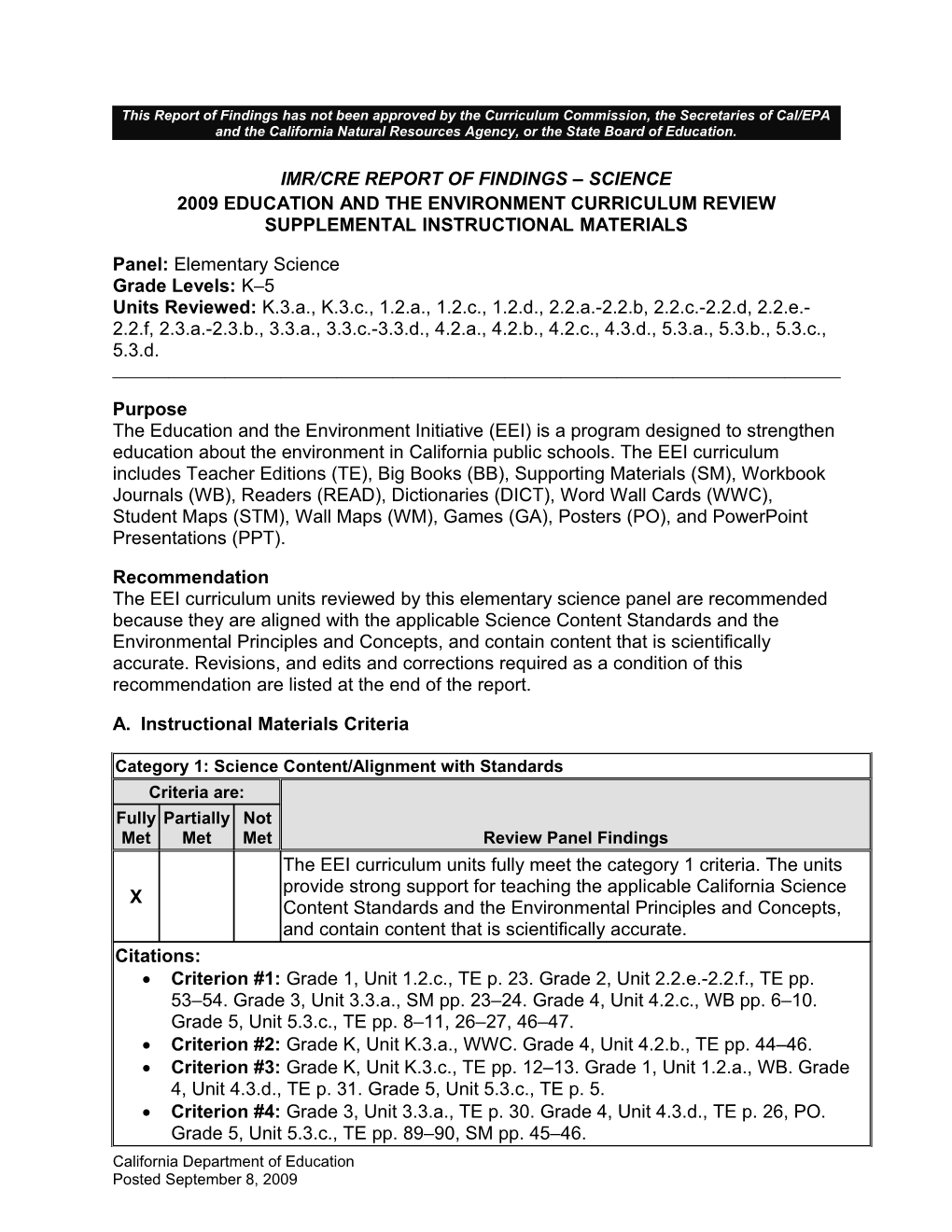 EEI Elementary Science Units - Instructional Resources (CA Dept of Education)