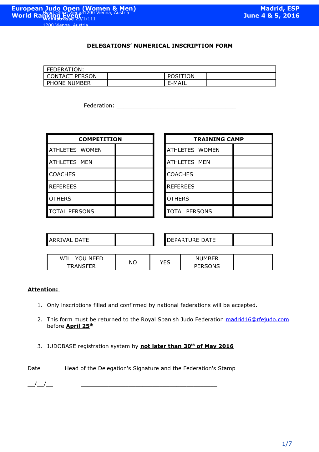 These Details MUST Be Included in Cadet European Cup Outlines 2013