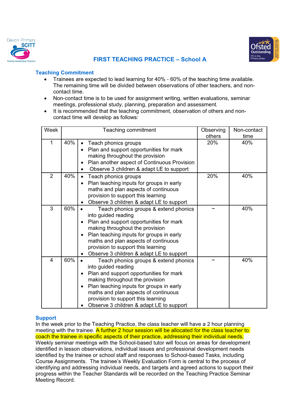 SECOND TEACHING PRACTICE School B