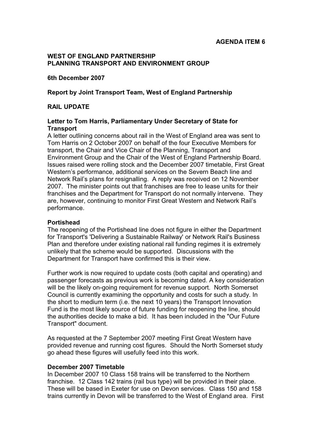 Planning Transport and Environment Group