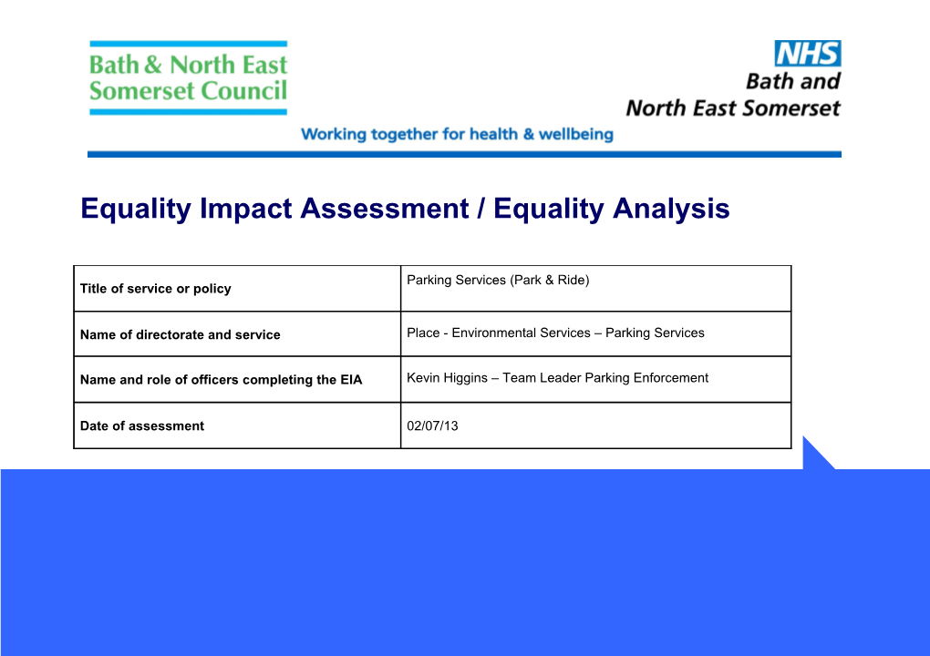 Equality Impact Assessment / Equality Analysis s1