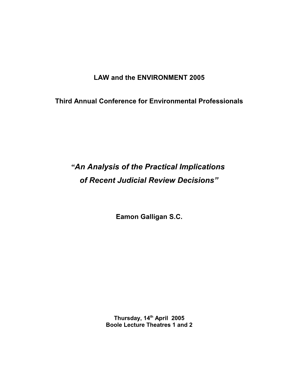 LAW and the ENVIRONMENT 2005