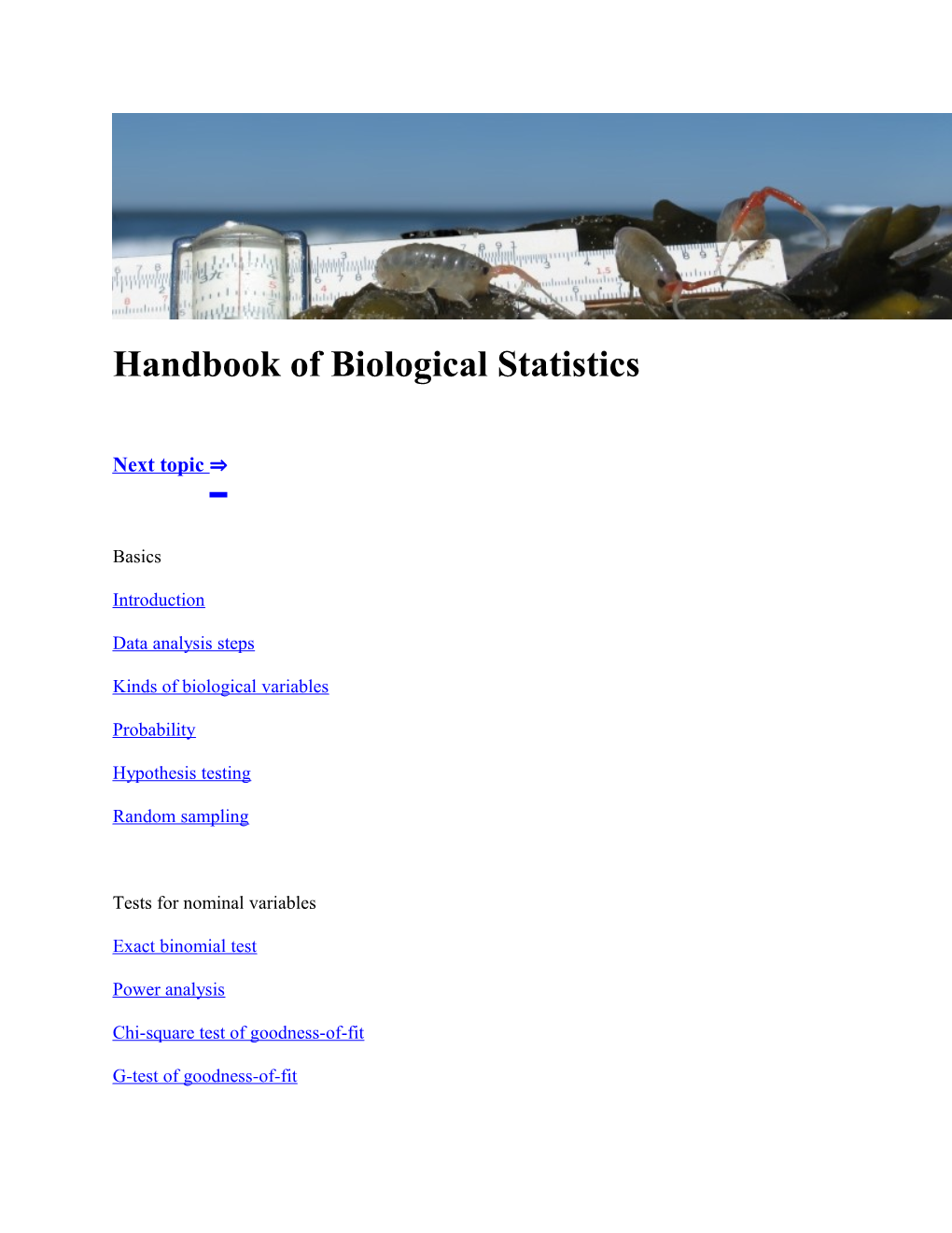 Handbook of Biological Statistics