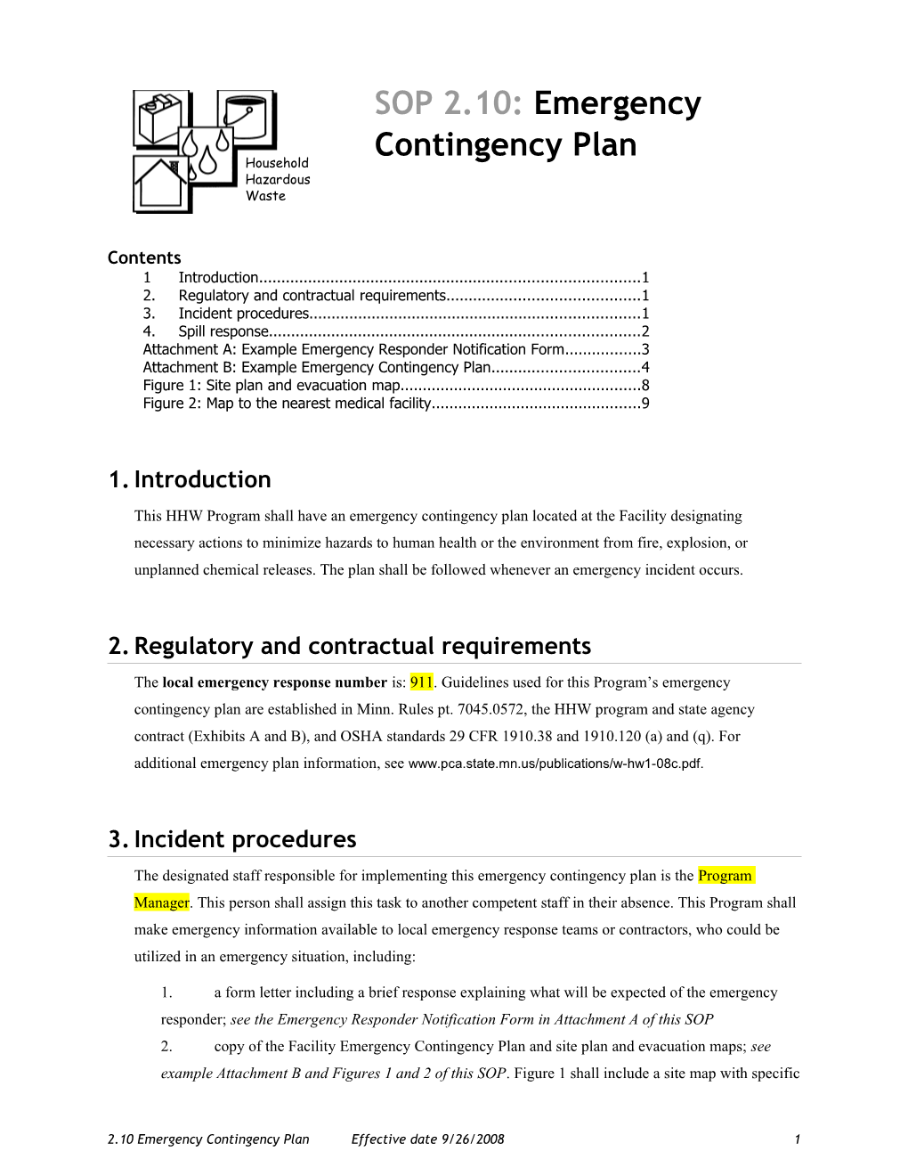 SOP 2.10: Emergency Contingency Plan