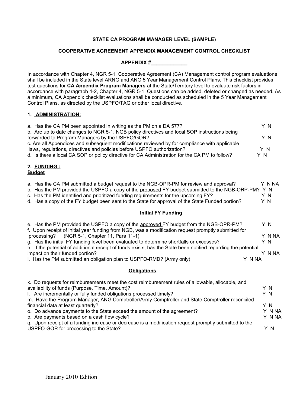 State Ca Program Manager Level (Sample)