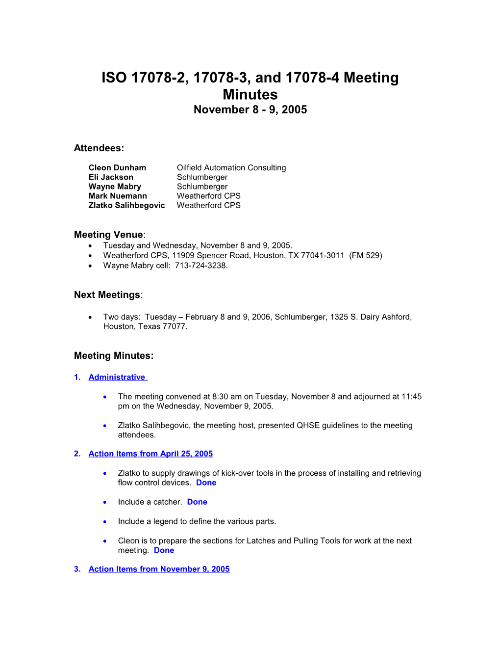 ISO 17078-2, 17078-3, and 17078-4 Meeting Minutes